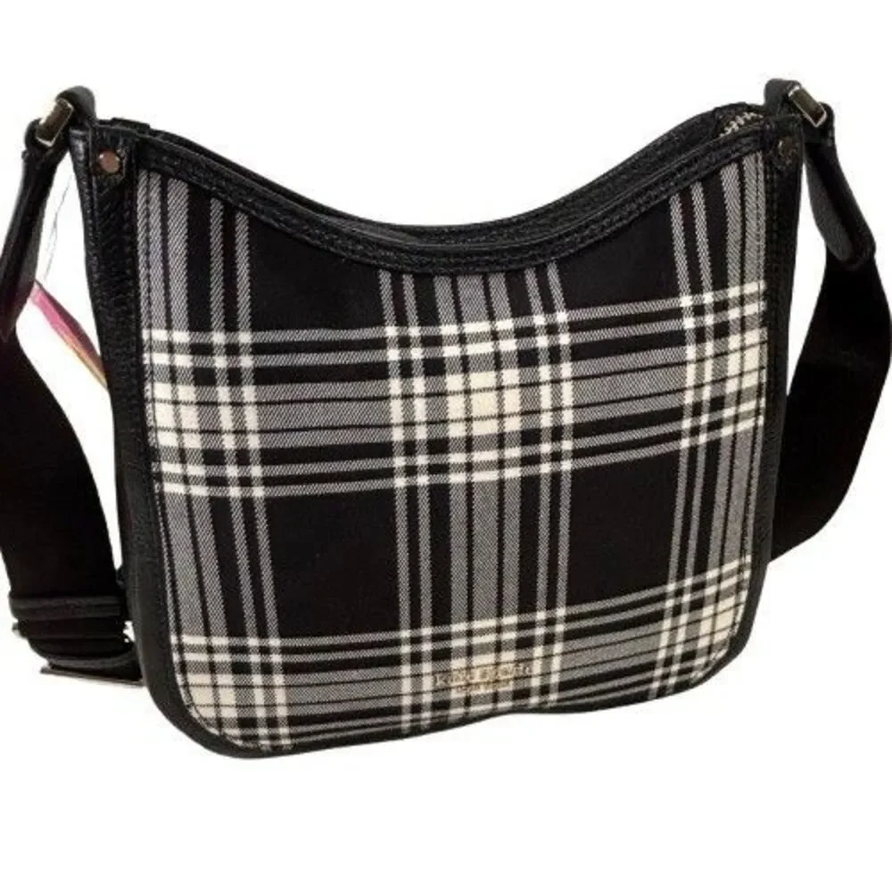 New Kate Spade Roulette Library Plaid Medium Messenger Crossbody Shoulder Bag
